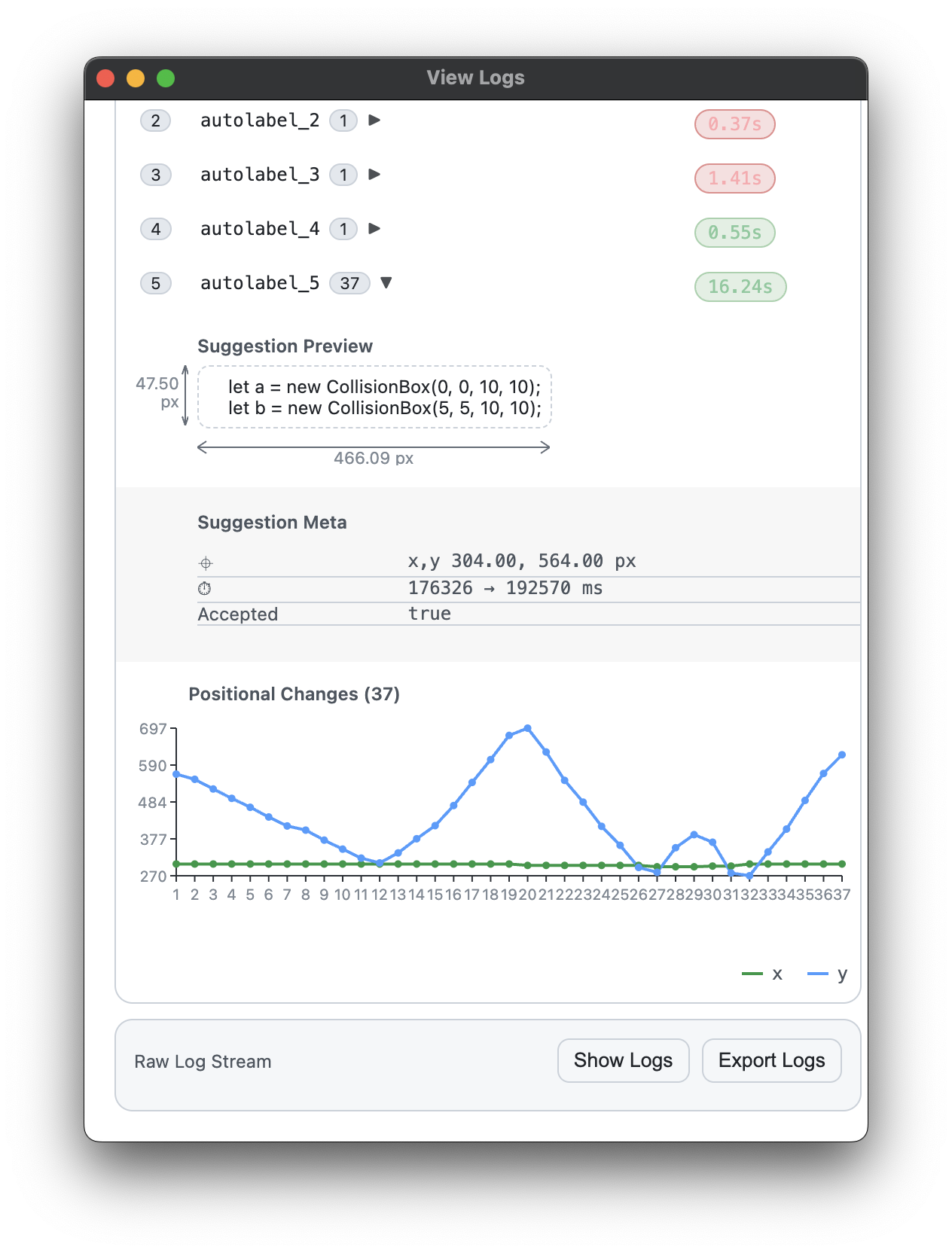 PosEyeDOM suggestion preview screen.